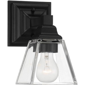 Regency Hill Modern Wall Sconce Lighting Black Hardwired 5" Fixture Clear Glass Shade for Bedroom Bathroom Vanity Living Room Home - 1 of 4