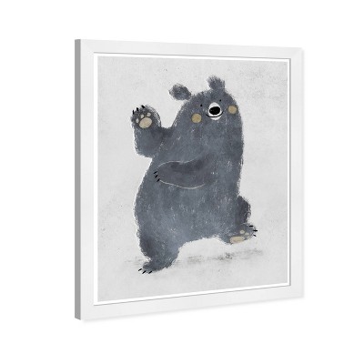 13" x 19" Stay Wild Bear Animals Framed Wall Art Gray - Olivia's Easel: Modern Decor, White Frame, Vertical Layout
