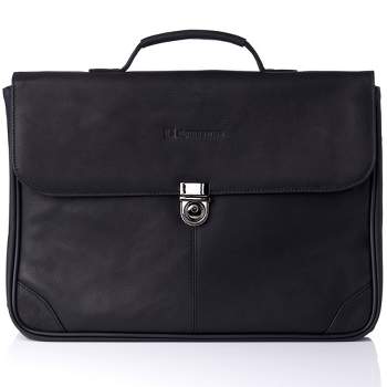 Siamod Carugetto 1 Leather Patented Detachable Wheeled Laptop Bag - Black