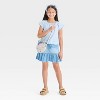 Girls' Short Sleeve Crepe Knit 'Shells' Top - Cat & Jack™ Cream - 3 of 3