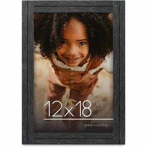 Americanflat 12x18 Rustic Picture Frame in Charcoal Black with Textured Wood and Plexiglass frame cover - Horizontal and Vertical Formats - 1 of 4