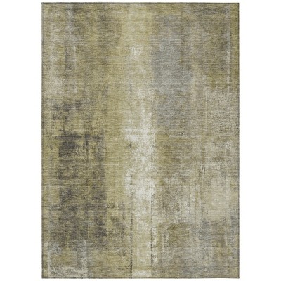 Gold And Ivory Abstract Washable Indoor Outdoor Area Rug