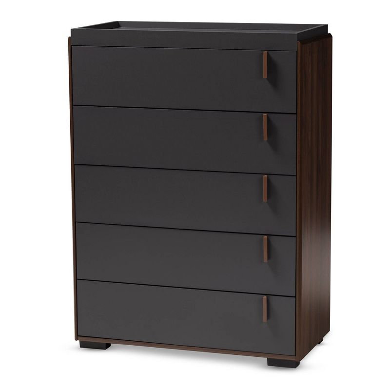 5 Drawer Rikke Two-Tone Wood Chest Brown - Baxton Studio, 1 of 10