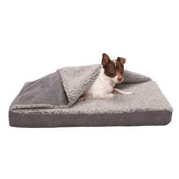 FurHaven Berber & Suede Blanket Top Memory Top Dog Bed