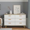 HDZNVF 6 Drawer Dresser Cabinet Barcabinet, Brown and White - 3 of 4