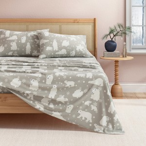 100% Cotton Christmas Flannel Sheet Set - Great Bay Home - 1 of 4