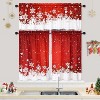 Red Velvet Christmas Kitchen Curtains Set of 1/2 - Thermal Insulated Snowflake Floral Cafe Curtains for Window, Room Darkening Short Curtains - 2 of 4