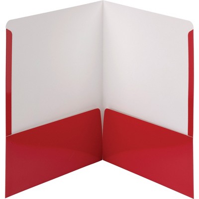 Smead Folders 2-Pocket High Gloss Letter-size 25/BX Red 87880