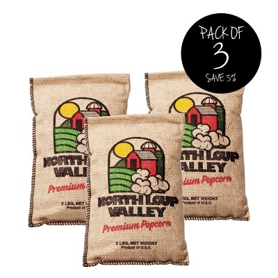 Popcorn County USA 2lb Yellow Un-Popped Popcorn Kernals in Burlap Bag - Pack of 3