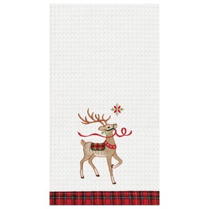 C&F Home 27" x 18" Classic Reindeer Wonderland Cotton Christmas Waffle Weave Kitchen Dish Towel Decor Decoration - 1 of 2