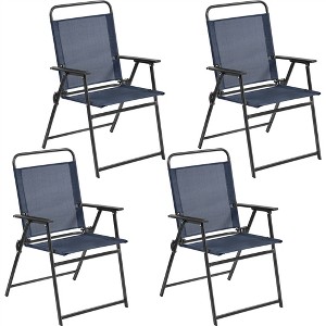 Yaheetech Set of 4 Outdoor Foldable Dining Chairs with Backrest and Armrests - 1 of 4