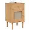 vidaXL Bedside Cabinet Furniture for Bedroom SENJA Rattan Look Solid Wood Pine - Brown - 3 of 4