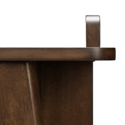 Mid-Century Modern Brown Wood Writing Desk with Drawer