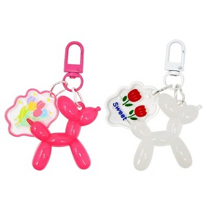 Wrapables Cute Balloon Dog Keychain, Bag Charm Accessory for Purse Handbag Backpack (Set of 2) - 1 of 4