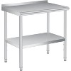 Commercial-Grade Stainless Steel Prep Table with Adjustable Undershelf, Rounded Corners & 660 lbs Load Capacity - 3 of 4