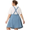 Agnes Orinda Women's Plus Size Denim Side Button Adjustable Strap Overall Jumpers - 4 of 4