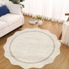 Scalloped Washable Bordered Living Room Bedroom Rug, Ultra Thin Non Slip Indoor Farmhouse Carpet for Dining Room - 4 of 4