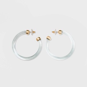 SUGARFIX by BaubleBar Gold Embellishments Clear Acrylic Hoop Earrings - Blue, Women