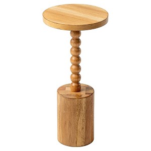 COZAYH Farmhouse Round Pedestal Martini Table for Living Rooms, Bedrooms & Small Spaces, for Holding Drinks, Plants, Lamps or Decorative Pieces, Brown - 1 of 4