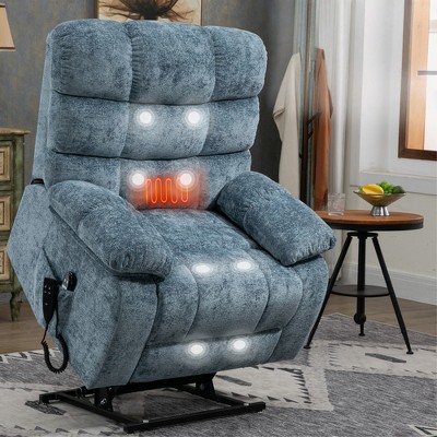 FONTOI Large Size Accent Chair with Side Pockets, Recliner Chair with Comfortable Pillow Back&Armrests, Blue, 37"*42.51"*40.55"