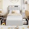 Twin/Twin-XL/Full/Queen Size Bed Frame for Kids with Storage Drawers & Bookcase Headboard, Boucle Platform Bed, Noise-Free, No Box Spring Needed - 2 of 4