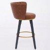 Homy Casa Counter Height Swivel Bar Stools Set of 2,  Upholstered with Metal Legs & Gold Accents, Brown - 4 of 4