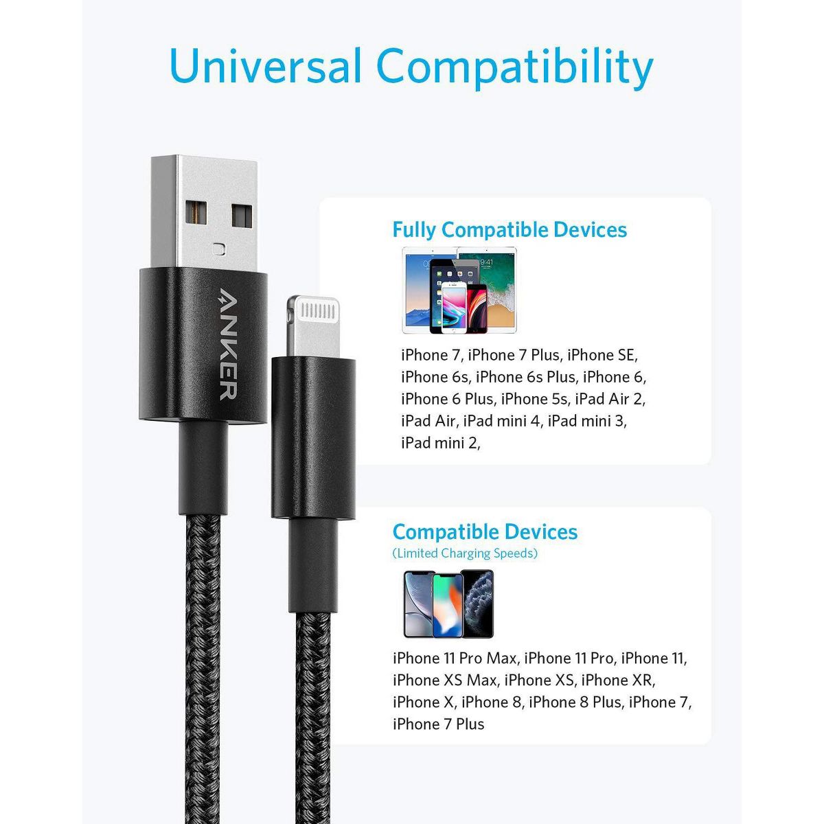 Anker USB-A to Lightning Cable, MFi-Certified, 2-Pack 6 ft Black | Double-Braided Nylon, for iPhone 14/13/12/11 Pro/11/XS Max/XR/8/7/6s Plus & More - thumbnail 5