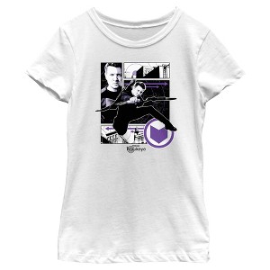 Girl's Marvel Hawkeye Graphic Panel Icon T-Shirt - 1 of 4