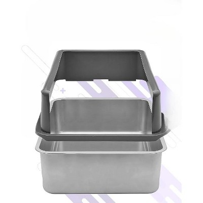 Extra Large Gray Stainless Steel Enclosed Cat Litter Box with Scooper