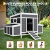 Large Wooden Chicken Coop for 4-6 Chickens, Outdoor Poultry Cage with 2 Nesting Boxes, Pull-Out Tray & No-Slip Ramp, Weatherproof for Backyard Farm - 2 of 4