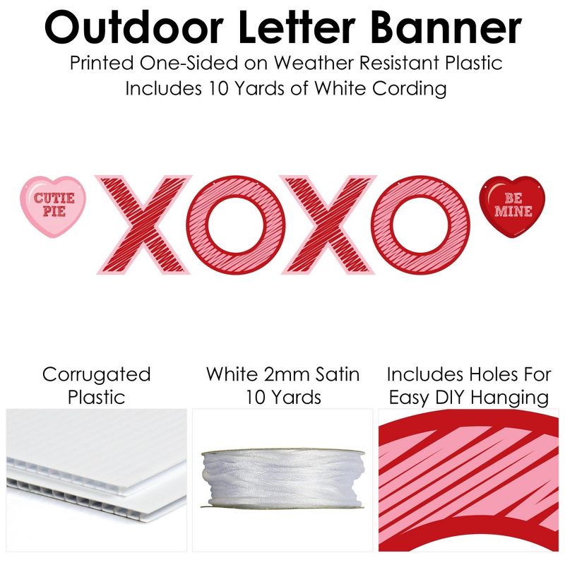 Big Dot of Happiness Conversation Hearts - Valentine's Day Party Decorations - XOXO - Outdoor Letter Banner, 5 of 9