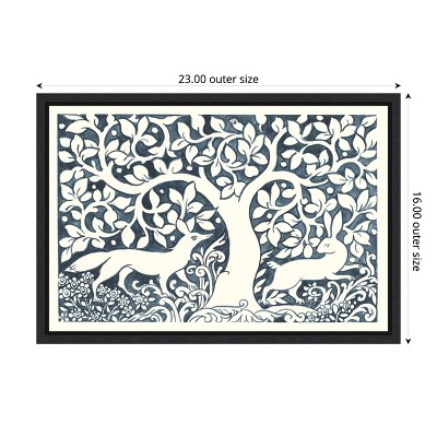 Scandinavian Forest Life Animals Canvas Print in Black Frame