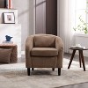 CAVINAS Mid-Century Modern Accent Barrel Chair with Corduroy Upholstery and Wooden Legs, Comfy Single Armchair with Thick Cushions and Pillow - 2 of 4