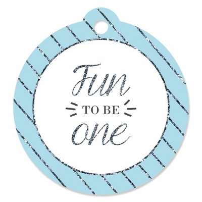 Big Dot of Happiness 1st Birthday Boy - Fun to be One - First Birthday Party Favor Gift Tags (Set of 20)