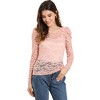 INSPIRE CHIC Women's Vintage Semi-Sheer Puff Long Sleeve Embroidery Lace Floral Blouse - 2 of 4