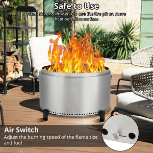 Smokeless Fire Pit 304 Stainless Steel w/360° Heat & Adjustable Airflow, Portable Wood Burning Fire Bowl for Camping, Backyard - 1 of 4