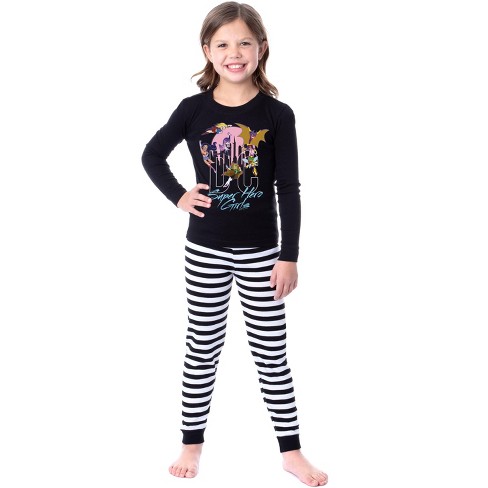 DC Super Hero Girls Girl Power Cityscape Matching Family Pajama Set Kids 4 Black