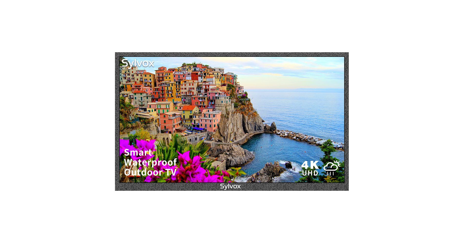 SYLVOX Deck Series Outdoor TV, 43" 1000Nit 4K UHD HDR Partial Sun Outdoor Smart TV, IP55 Waterproof, Built-in Dual Speakers Support Bluetooth & WiFi