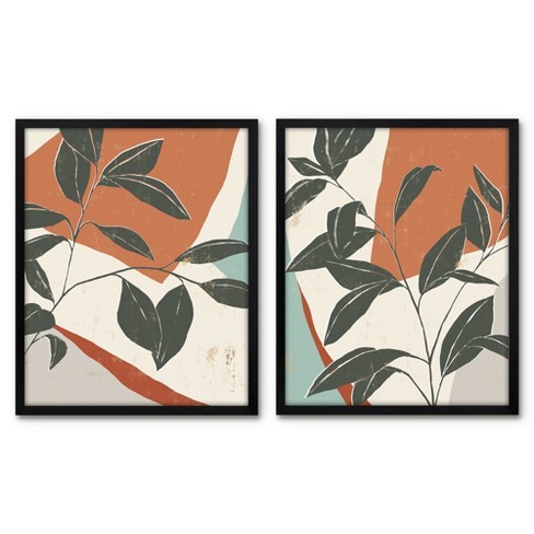 Americanflat 2 Piece 8x10 Unmatted Framed Print Set - Cutout Leaves by PI  Creative Art