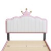 Twin size Upholstered Princess Bed With Crown Headboard, Twin Size Platform Bed with Headboard and Footboard with Light Strips,Golden Metal Legs - image 4 of 4