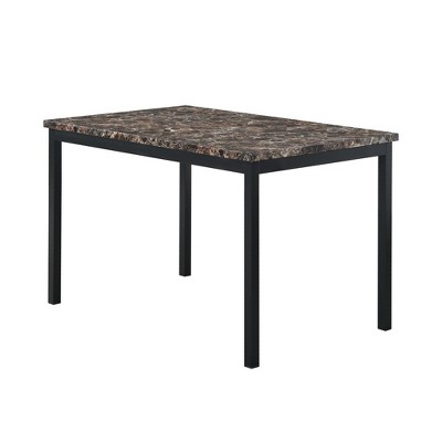 Faux Marble Top metal frame dinette table,Black,Metal,Easy to Assemble, and Assembled in Minutes.