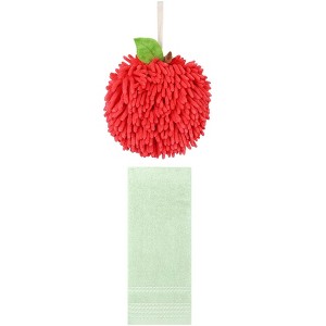 REGALWOVEN Solid Soft Absorbent Hand Towels for Bathroom Kitchen 14" x 30"/6" x 6" 2 Pcs - 1 of 4