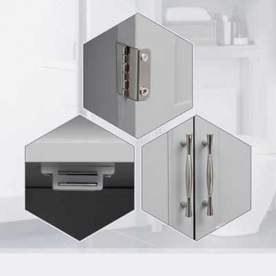 Gray MDF Over-the-Toilet Storage Cabinet with Adjustable Shelves