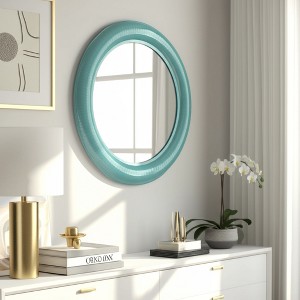 Modern Round Wall Mirror, Metal Frame, Contemporary Decorative Accent, Sleek Iron Design for Living Room, Bedroom, Bathroom, or Office - 36" - 1 of 4