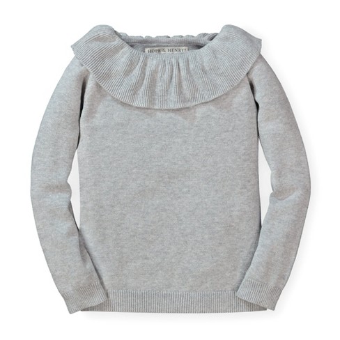 Hope & Henry Girls' Long Sleeve Ruffle Collar Sweater 