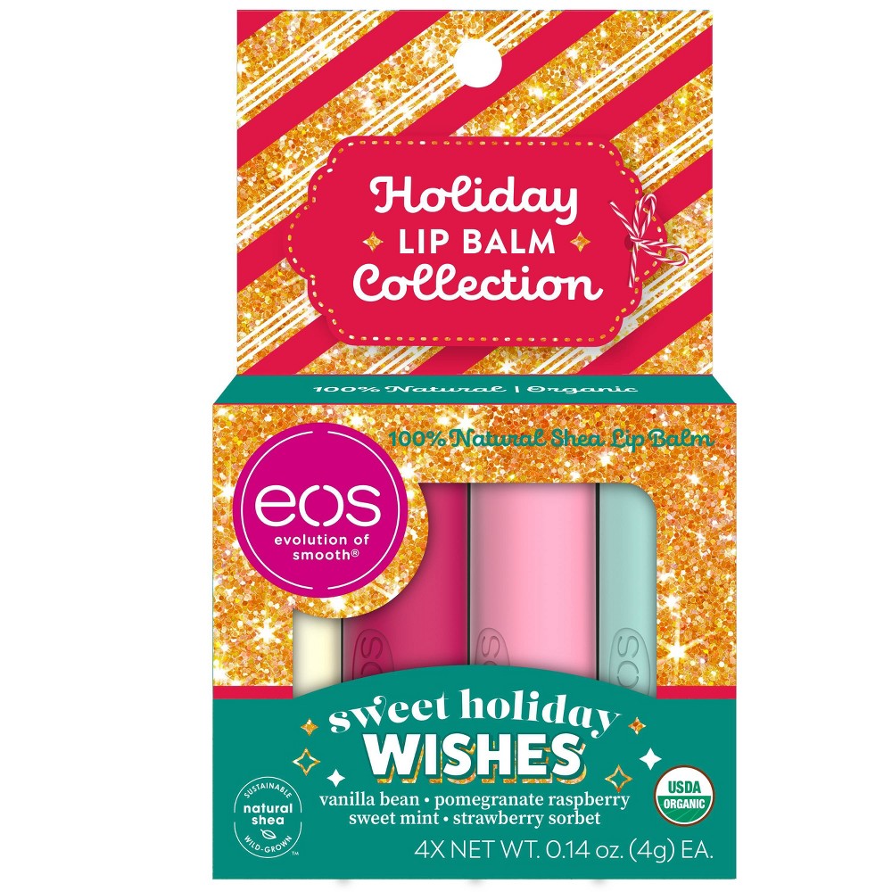 eos Holiday Hydrating Natural Lip Balm  Multi-Flavor  4 Pack