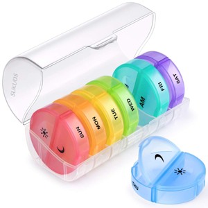 Sukuos 7-Day 2x Pill Organizer, Large Daily Pill Cases for Pills, Vitamins, Fish Oil & Supplements - 1 of 4