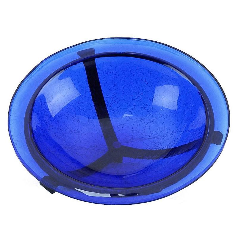 3&#34; Iron and Crackle Glass Birdbath Bowl with Stake Cobalt Blue - ACHLA Designs, 3 of 5