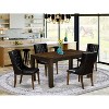 5-Piece Natural Brown Finish Solid Wood Top - Rectangular Button Tufted Dining Room Set - Seats 4 - 2 of 4