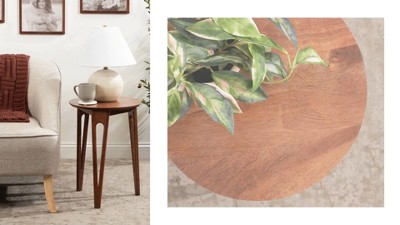 Natural Mango Wood Round Coffee Table with Hairpin Legs